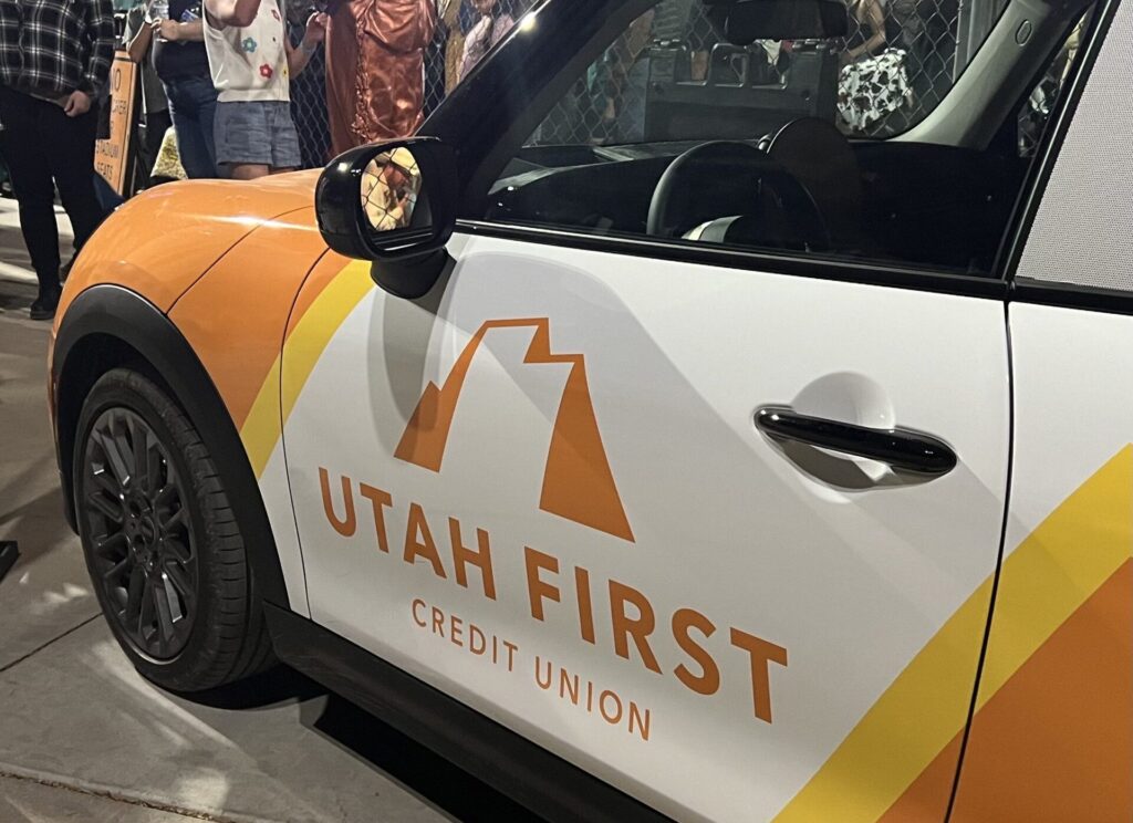 mini cooper with Utah First logo